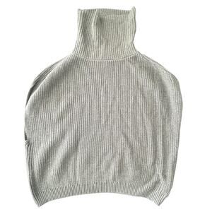 Stitches + Stripes Sweater Vest Womens Small Gray Chunky Knit Turtleneck